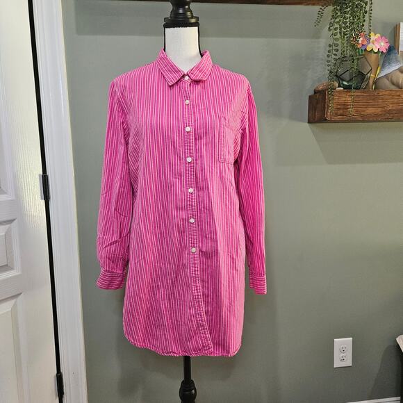 Gilligan & O'Malley Women's Size Large Pink‎ Striped Sleep Shirt Gown - Picture 1 of 5
